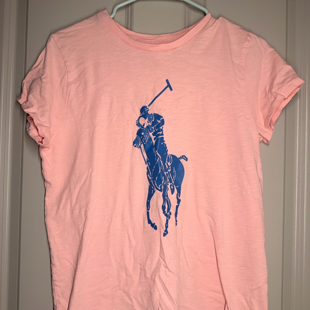 Polo by Ralph Lauren Pink Short Sleeve Tee with Blue Pony Graphic